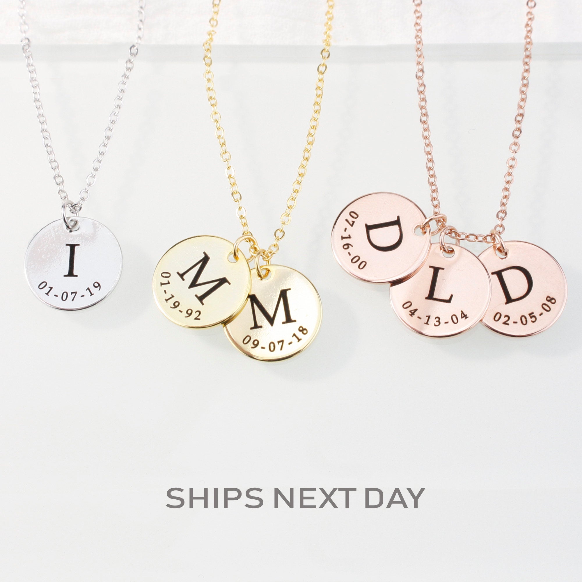 Custom Initial & Date Necklace for Mom Family Necklace (FN-34)