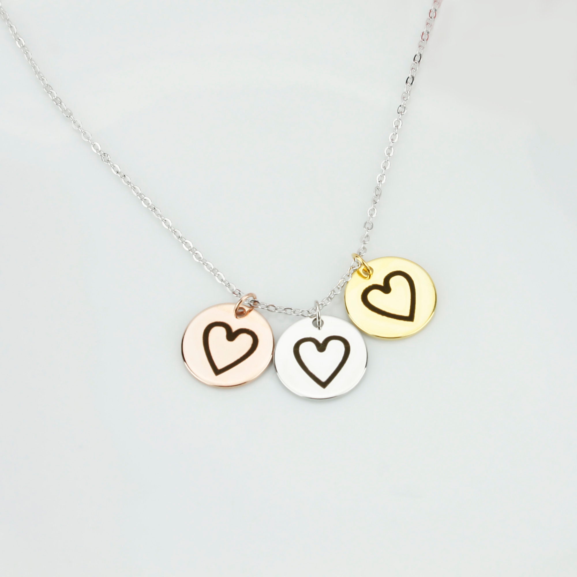 Heart Necklace Mixed Metal Necklace Love Necklace (FN-59)