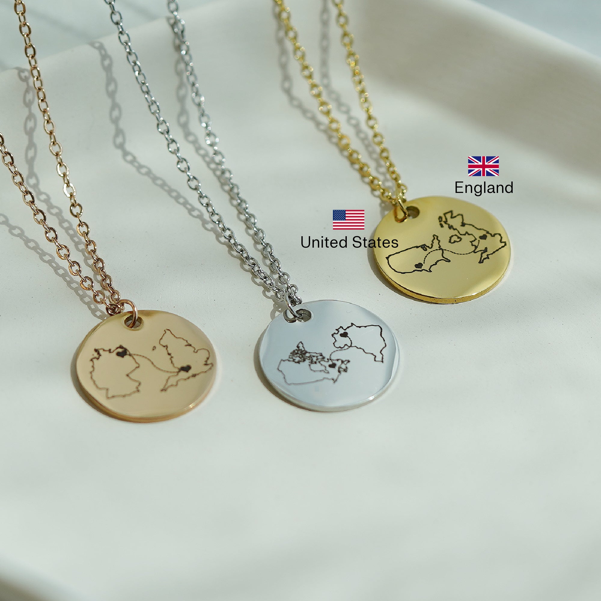 Personalized Country Map Necklace, Long Distance Relationship Gift, Going Away Moving Gift