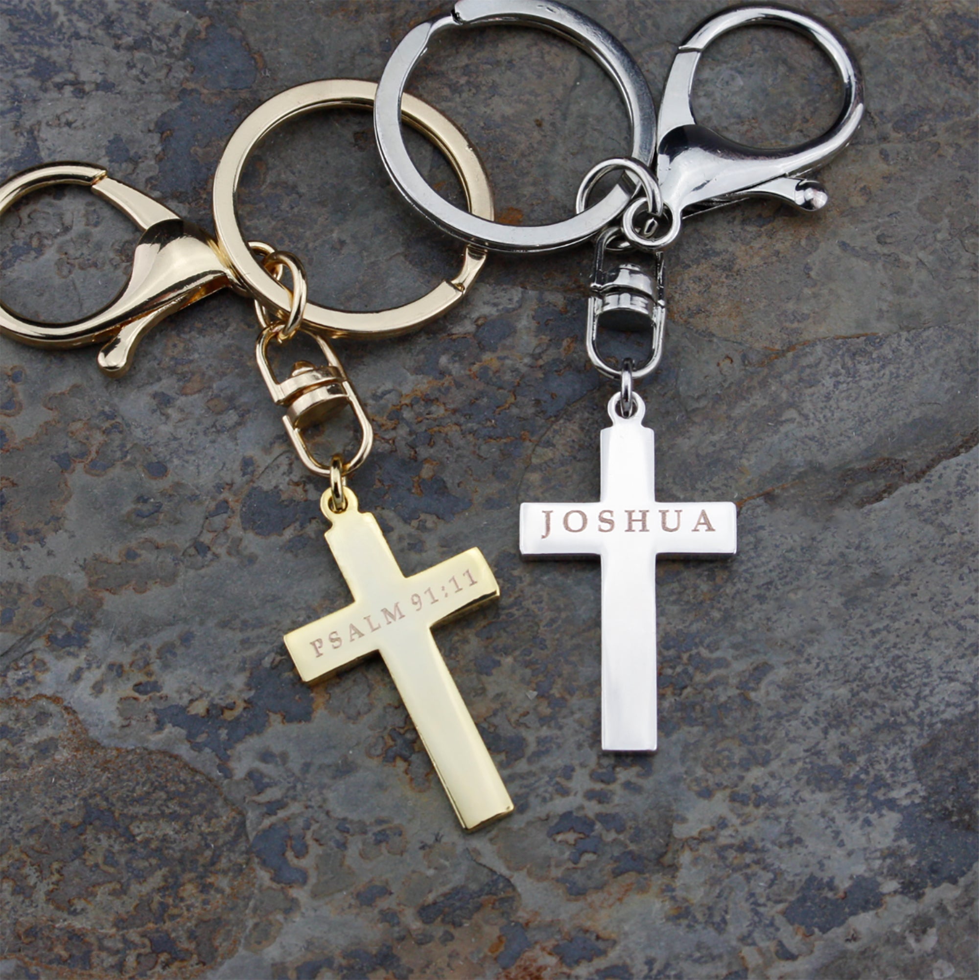 2x PCS - Hollow Cross Design Christian Keychain Gift Key Chain Ring Gift