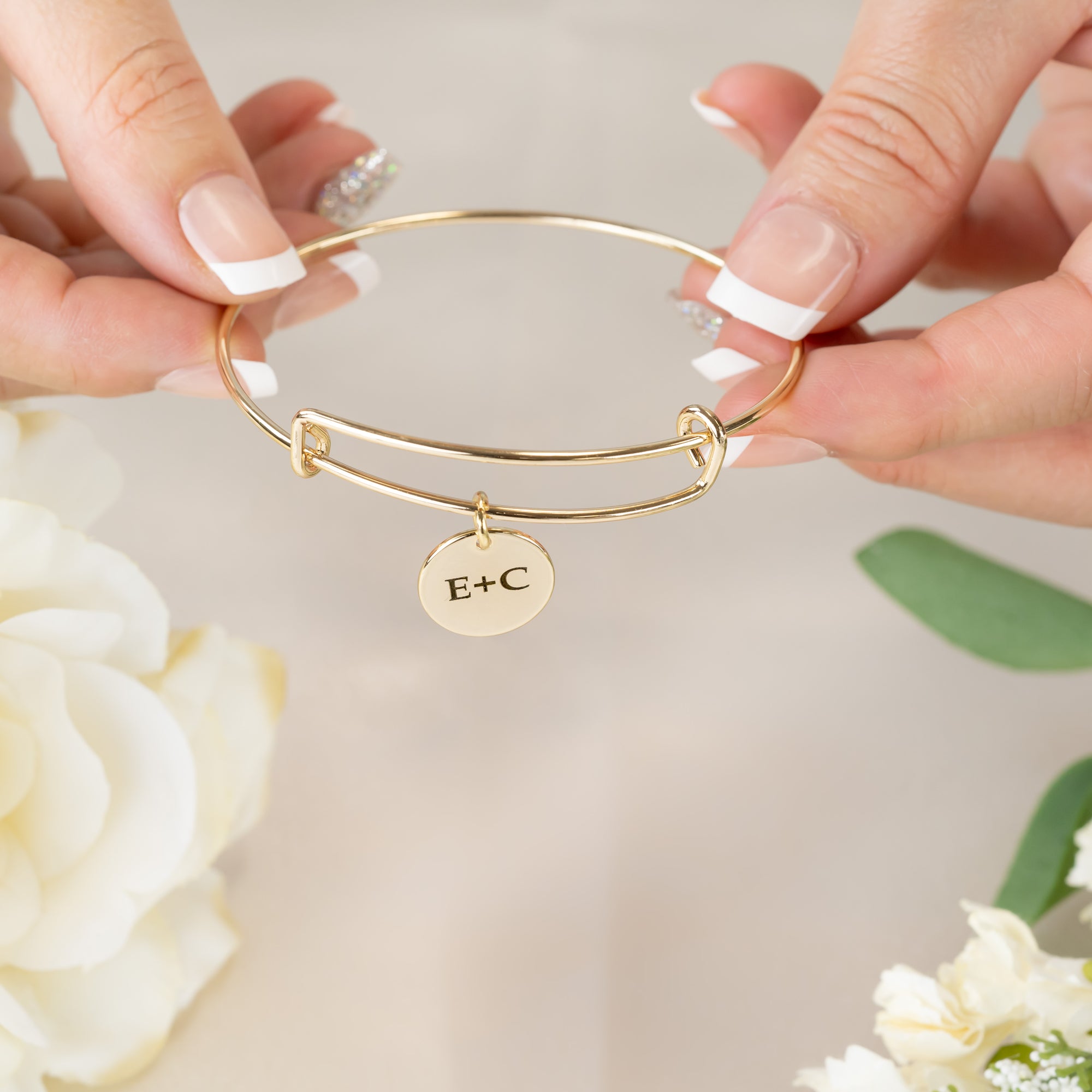 Amazon.com: Precious Pieces Personalized Sterling Silver Bangle Bracelet,  Custom Jewelry with Engraved Name Gift for Women (Adult-Large): Clothing,  Shoes & Jewelry