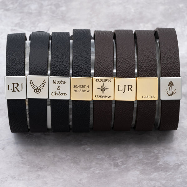 Custom Name Bracelet for Men Personalized Leather Bracelet Men (FB-34) -  ShopFrommomo